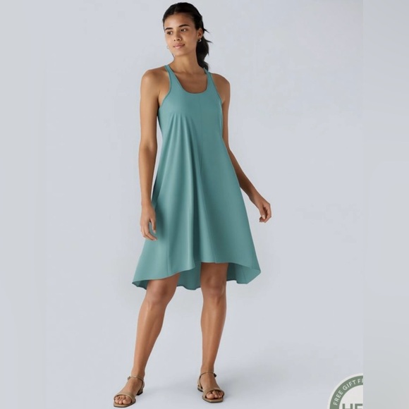 HALARA Dresses & Skirts - Halara Breezeful Backless Racerback Side Pocket High Low Flowy Midi Quick Dry